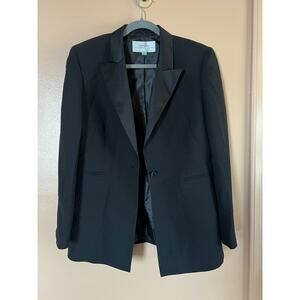 Tahari Arthur S Levine Black Tuxedo Blazer Size 12 One Button Evening Jacket